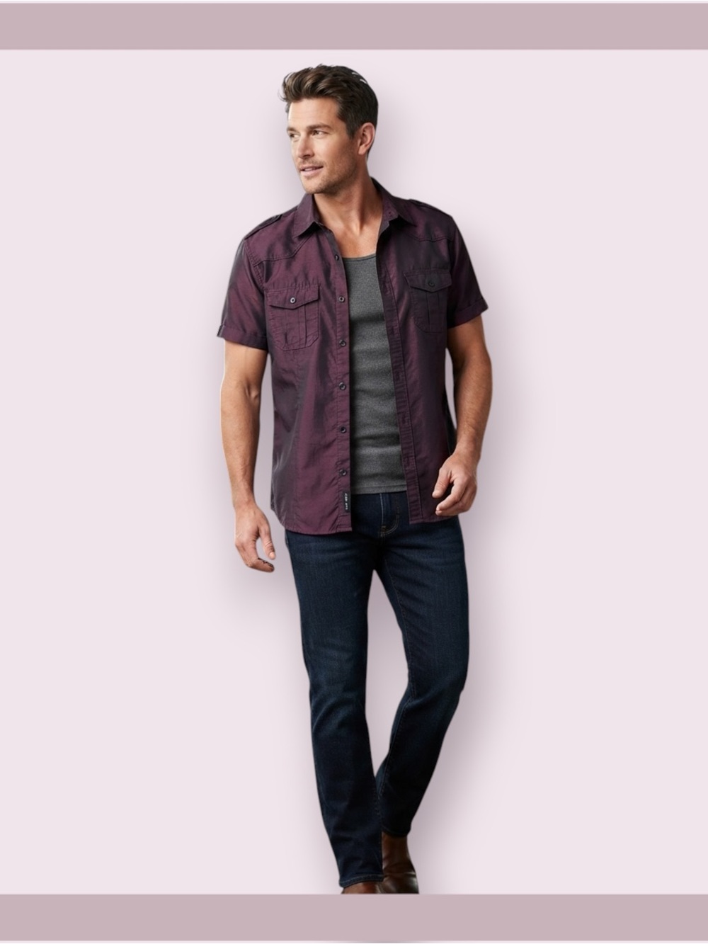 Scott James Short Sleeve Utility Button Down Shirt